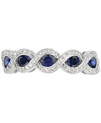 Emerald (5/8 ct. t.w.) & Diamond (1/4 ct. t.w.) Infinity Ring in 14k White Gold (Also in Ruby & Sapphire)