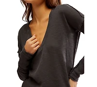 Free People Women's Sail Away Long-Sleeve Cotton T-Shirt