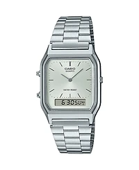 G-Shock Unisex Analog Digital Casio Silver-Tone Color Stainless Steel Watch, 29.8mm, AQ230A-7AVT