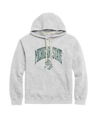 Men's League Collegiate Wear Heather Gray Distressed Michigan State Spartans Tall Arch Essential Pullover Hoodie
