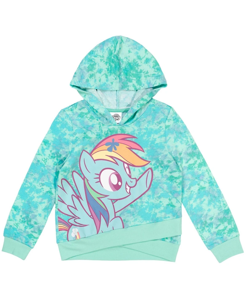 My Little Pony Rainbow Dash Girls French Terry Pullover Crossover Hoodie Toddler to Big Kid