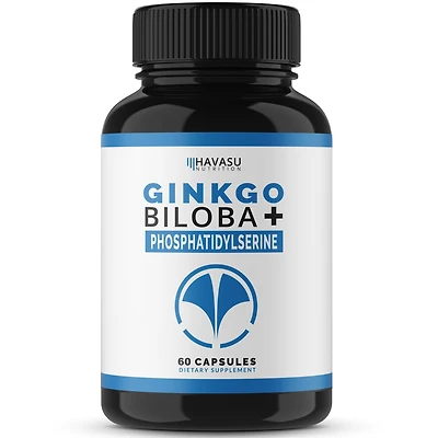 Ginkgo Biloba 120mg Capsules, Supports Brain Health, Mental Alertness, Memory & Focus, Havasu Nutrition, 60ct