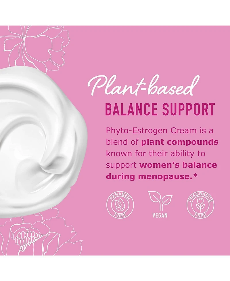 Phyto Estrogen Cream for Women | Plant Based Hot Flash, Menopause & Menstrual Cycle Support | Wild Yam, Black Cohosh, Dong Quai, Red Clover | 96 Topic