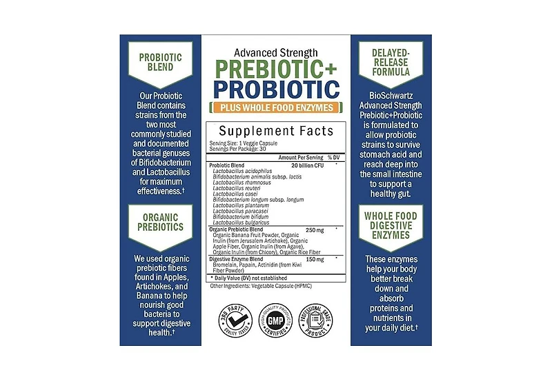 Prebiotics & Probiotics with Whole Food Enzymes - Digestive Health