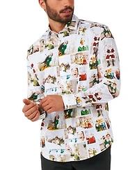 OppoSuits Men's Elf Christmas Shirt - Party Stylish Button-Up White Long sleeve