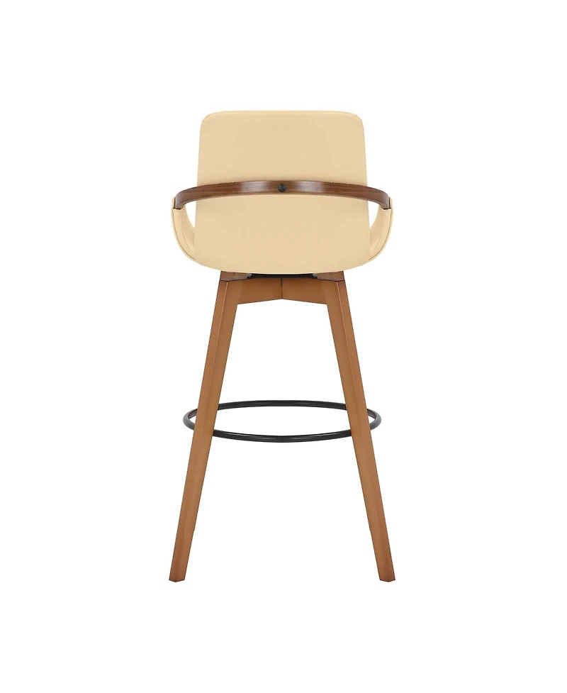 Baylor Swivel Wood Bar or Counter Stool Faux Leather