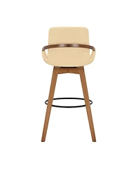 Baylor Swivel Wood Bar or Counter Stool Faux Leather