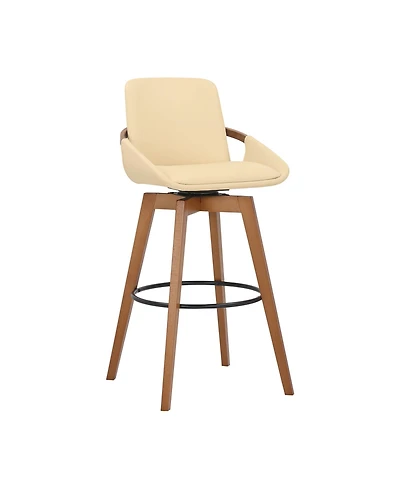 Baylor Swivel Wood Bar or Counter Stool Faux Leather