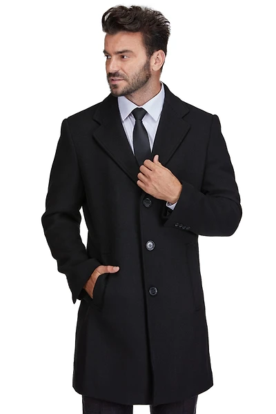 Braveman Men's Big & Tall Tailored Wool Blend Notch Collar Walker Car Coat