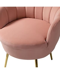 Modern Velvet Barrel Chair with Channel Tufted Back