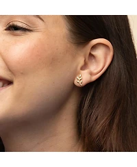 Sterling Silver 18k Gold Plated Olivia Leaf Stud Earrings