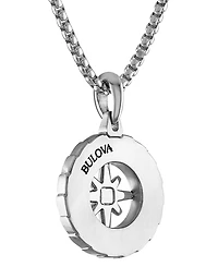 Bulova Stainless Steel Black Diamond Marine Star Pendant Necklace, 24" + 2" extender