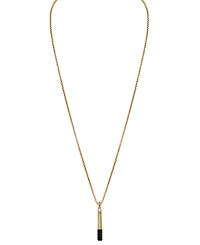 Bulova Gold-Tone & Black Ip Stainless Steel Black Spinel Pendant Necklace, 24" + 2" extender