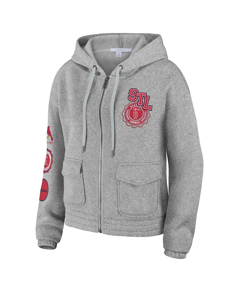 Women's Wear by Erin Andrews Gray St. Louis Cardinals Full-Zip Hoodie