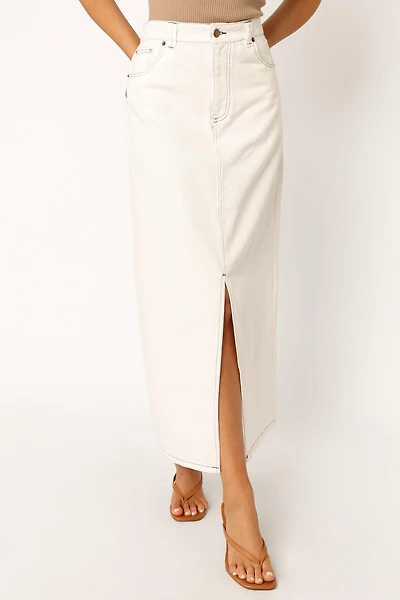 Women's Rana Denim Midi Skirt - White