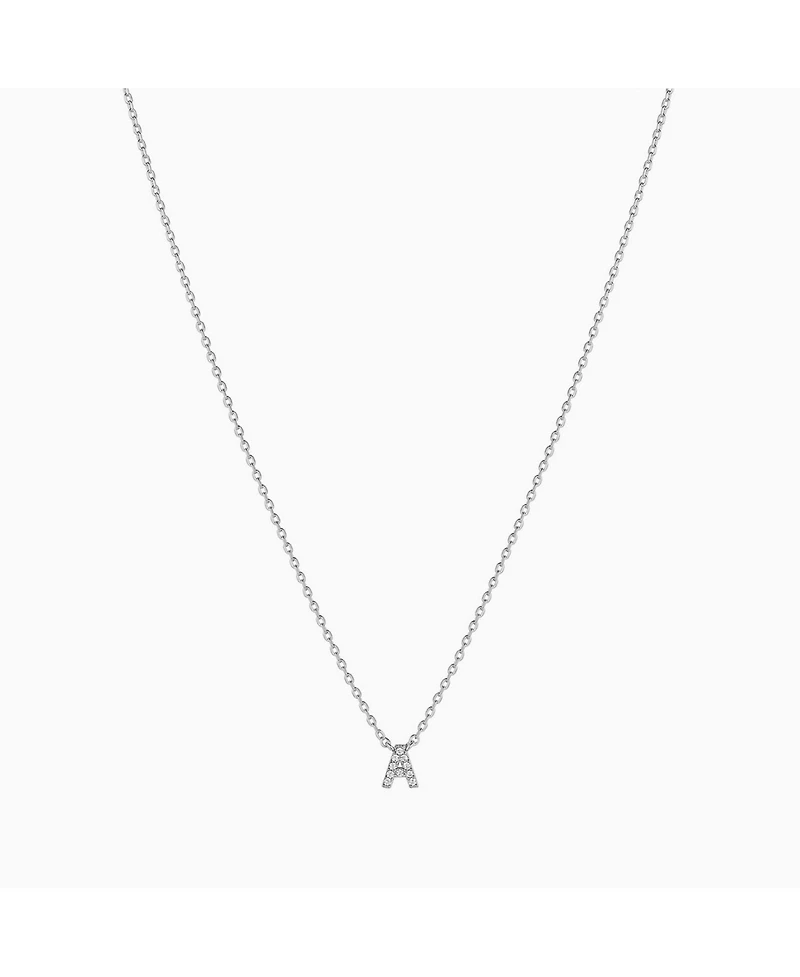 Crystal Initial Necklace, Personalized, Dainty, Everyday Jewelry - Silver