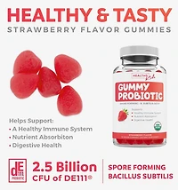 Kids Probiotic Gummies, Strawberry Flavor Probiotic Gummies for Digestion & Immune Support, Health's Harmony, 30ct