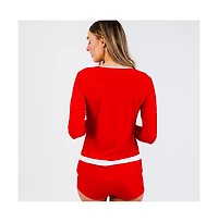 Calypsa Women's Long Sleeve Color Block Rash Guard