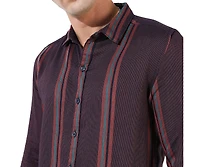 Campus Sutra Men's Maroon Striped Regular Fit Casual Shirt