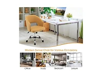 Upholstered Swivel Office Chair with Hollow Out Back