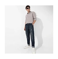 Campus Sutra Men's Dark-Wash Carrot Fit Denim Jeans