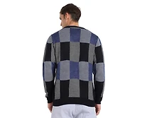Campus Sutra Men's Blue Block Check Pullover Sweater