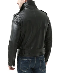 Bgsd Men Classic Leather Motorcycle Jacket