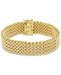Polished Wide Woven Mesh Link Chain Bracelet in 18k Gold