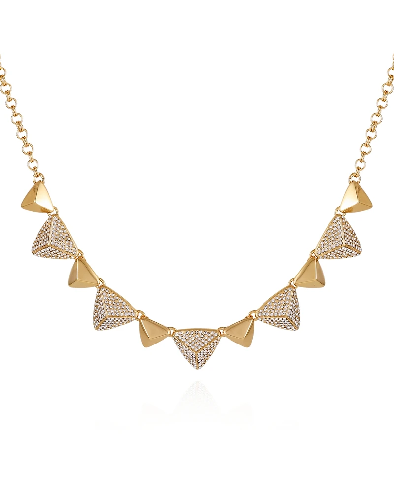 T Tahari Gold-Tone Pave Glass Stone Statement Necklace