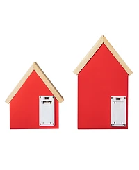 Glitzhome Lighted Valentine's Wooden House-Shaped Table Decor, Set of 2