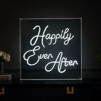 Jonathan Y Happily Ever After Square Contemporary Glam Acrylic Box Usb Operated Led Neon Light