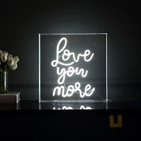Jonathan Y Love You More Square Contemporary Glam Acrylic Box Usb Operated Led Neon Light