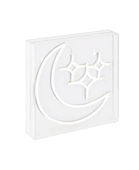 Jonathan Y Starry Crescent Square Contemporary Glam Acrylic Box Usb Operated Led Neon Light