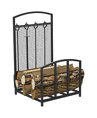 Homcom Indoor Outdoor Firewood Rack with Tools,