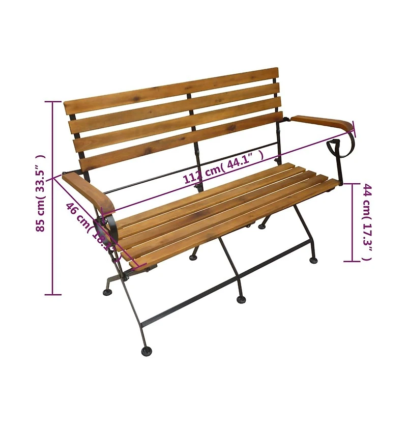 Folding Patio Bench 44.1" Solid Wood Acacia