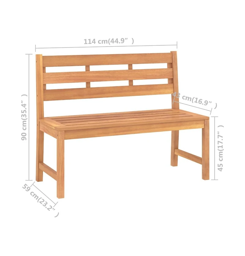 Patio Bench 44.9" Solid Teak Wood