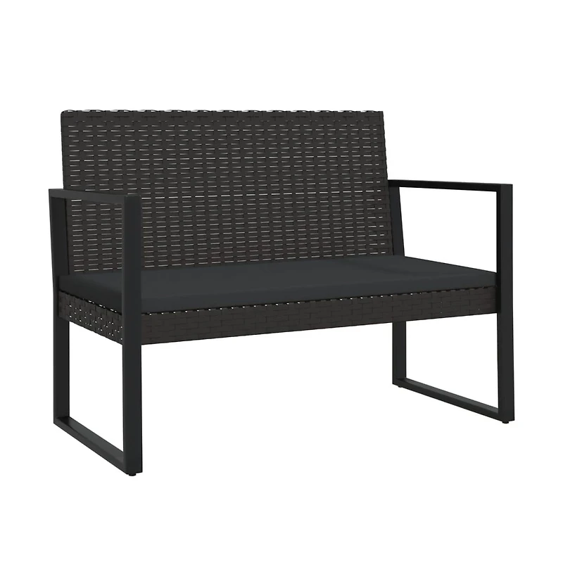 Patio Bench with Cushions Black 41.7" Poly Rattan