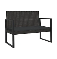 Patio Bench with Cushions Black 41.7" Poly Rattan