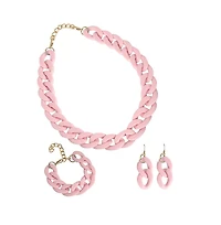 Sohi Women's Pink Chainlink Jewelry Set