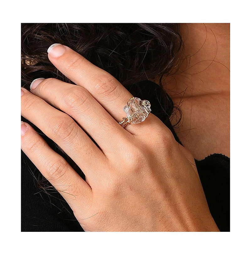 Sohi Women's White Abstract Stone Cocktail Ring