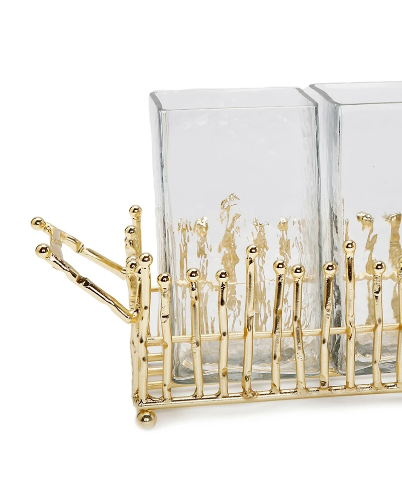 Classic Touch Symmetrical Design Cutlery Holder with 4 Piece Set, 11.5" L