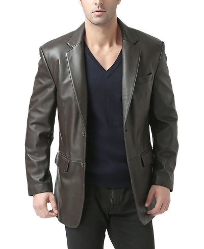Bgsd Men Classic Two-Button Leather Blazer - Big and Tall