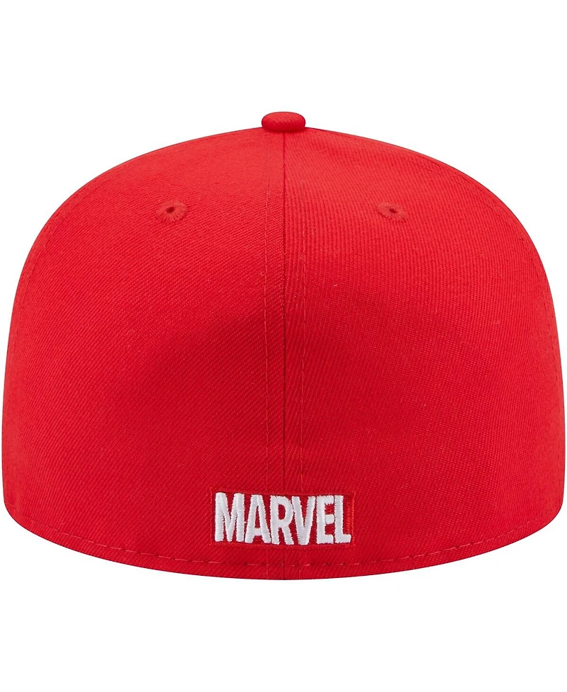 Men's New Era Red Spider-Man Faces 59FIFTY Fitted Hat