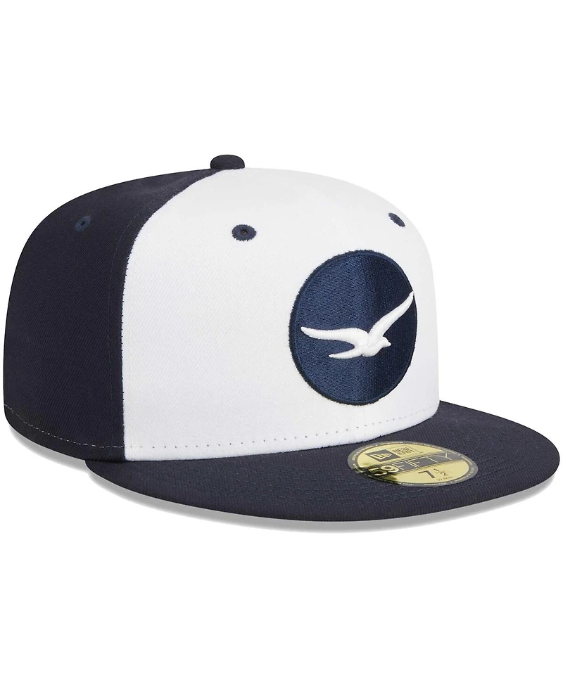 Men's New Era White Pensacola Blue Wahoos Theme Nights Pensacola Seagulls 59FIFTY Fitted Hat
