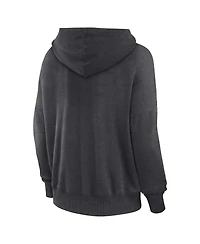 Women's Fanatics Heather Charcoal Distressed Cleveland Browns Heritage Snow Wash French Terry Lace-Up Pullover Hoodie