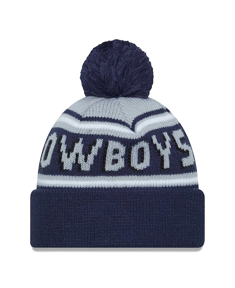 Men's New Era Navy Dallas Cowboys Main Cuffed Knit Hat with Pom