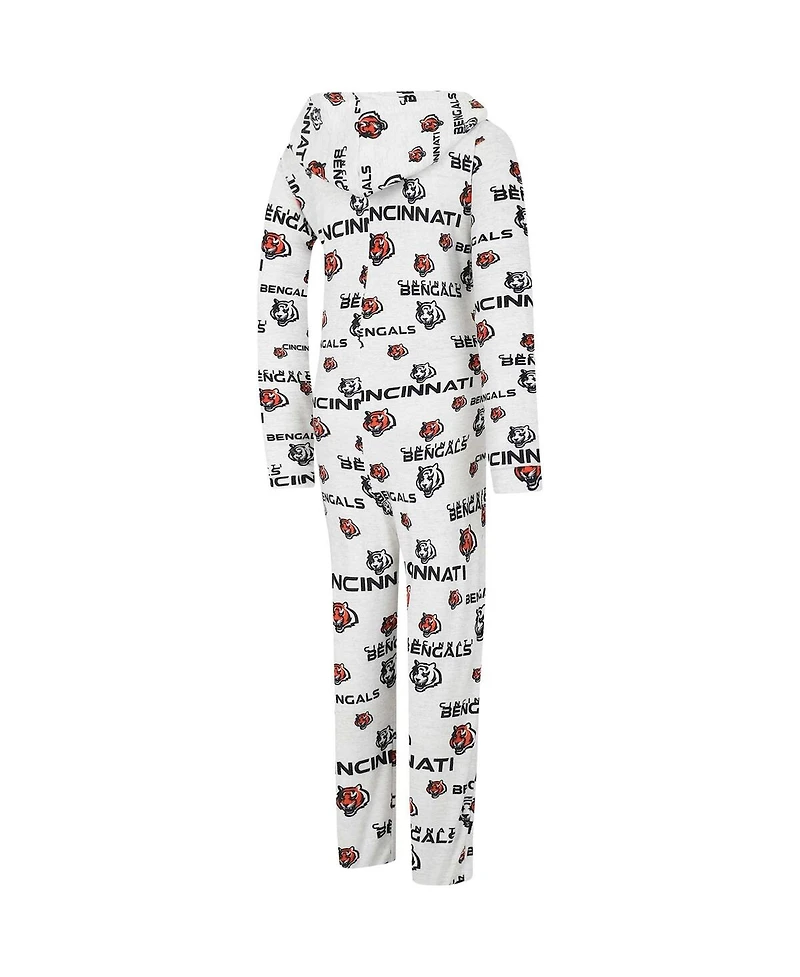 Women's Concepts Sport Cream Cincinnati Bengals Docket Hoodie Full-Zip Union Suit