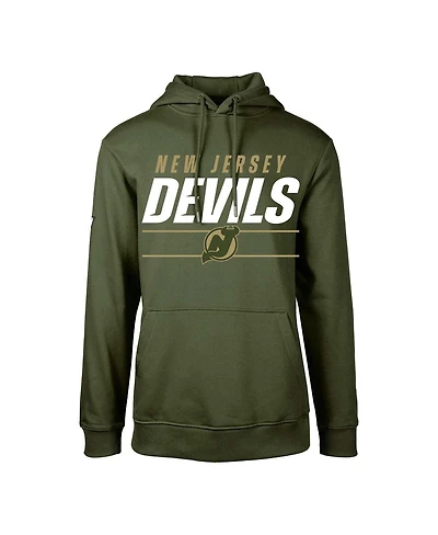 Big Boys LevelWear Olive New Jersey Devils Podium Fleece Pullover Hoodie