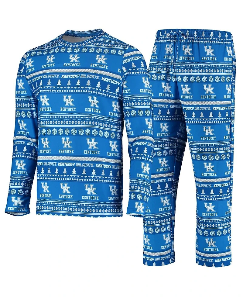 Men's Concepts Sport Royal Kentucky Wildcats Ugly Sweater Knit Long Sleeve Top and Pant Set