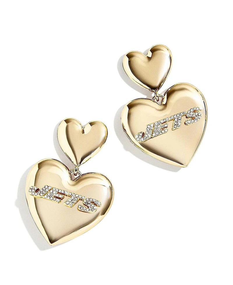 Women's Wear by Erin Andrews x Baublebar Gold-Tone New York Jets Heart Statement Drop Earrings